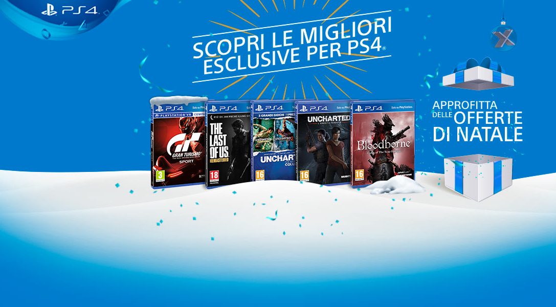 A Natale, regala le emozioni di PlayStation! Scopri  gli sconti sulle migliori esclusive PS4