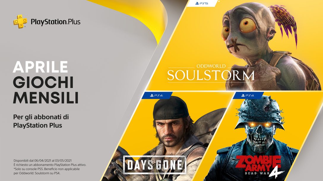 Giochi PlayStation Plus di aprile: Days Gone, Oddworld: Soulstorm e Zombie Army 4: Dead War