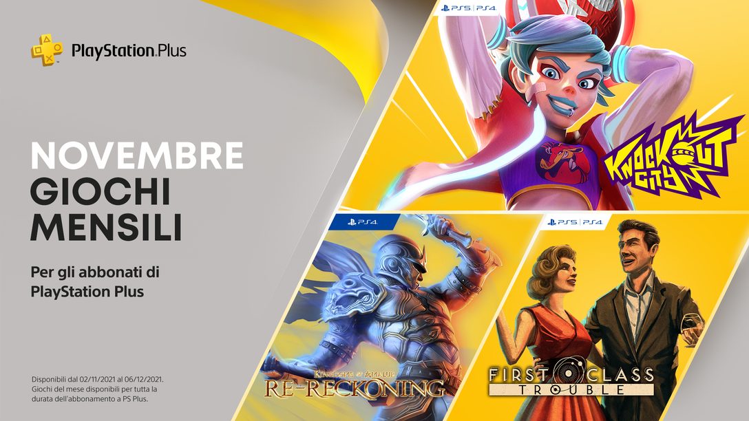 Giochi PlayStation Plus di novembre: Knockout City, First Class Trouble, Kingdoms of Amalur: Re-Reckoning