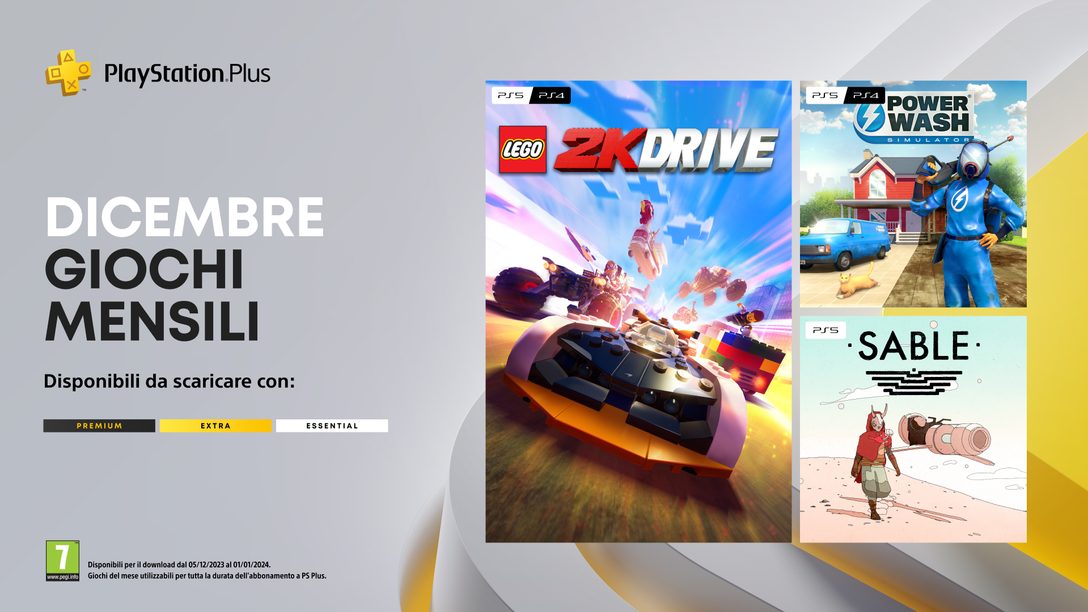 Giochi mensili PlayStation Plus di dicembre: Lego 2K Drive, Powerwash Simulator, Sable