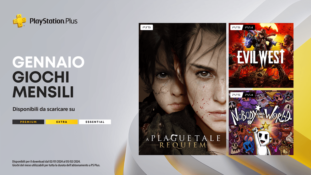 Giochi mensili PlayStation Plus di gennaio: A Plague Tale: Requiem, Evil West, Nobody Saves the World