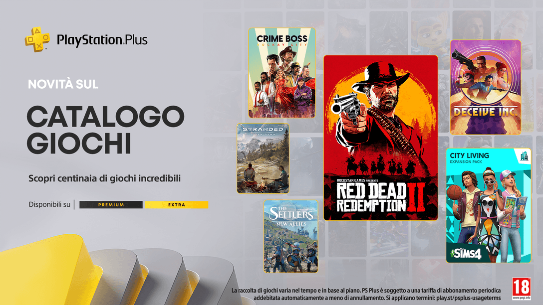 Catalogo giochi PlayStation Plus di maggio: Red Dead Redemption 2, Deceive Inc., Crime Boss: Rockay City e molto altro ancora