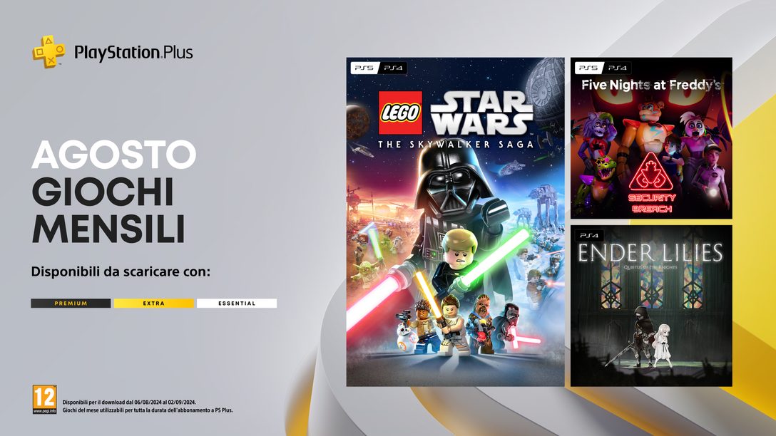 Giochi mensili PlayStation Plus di agosto: Lego Star Wars: The Skywalker Saga, Five Nights at Freddy’s Security Breach, Ender Lilies: Quietus of the Knights 
