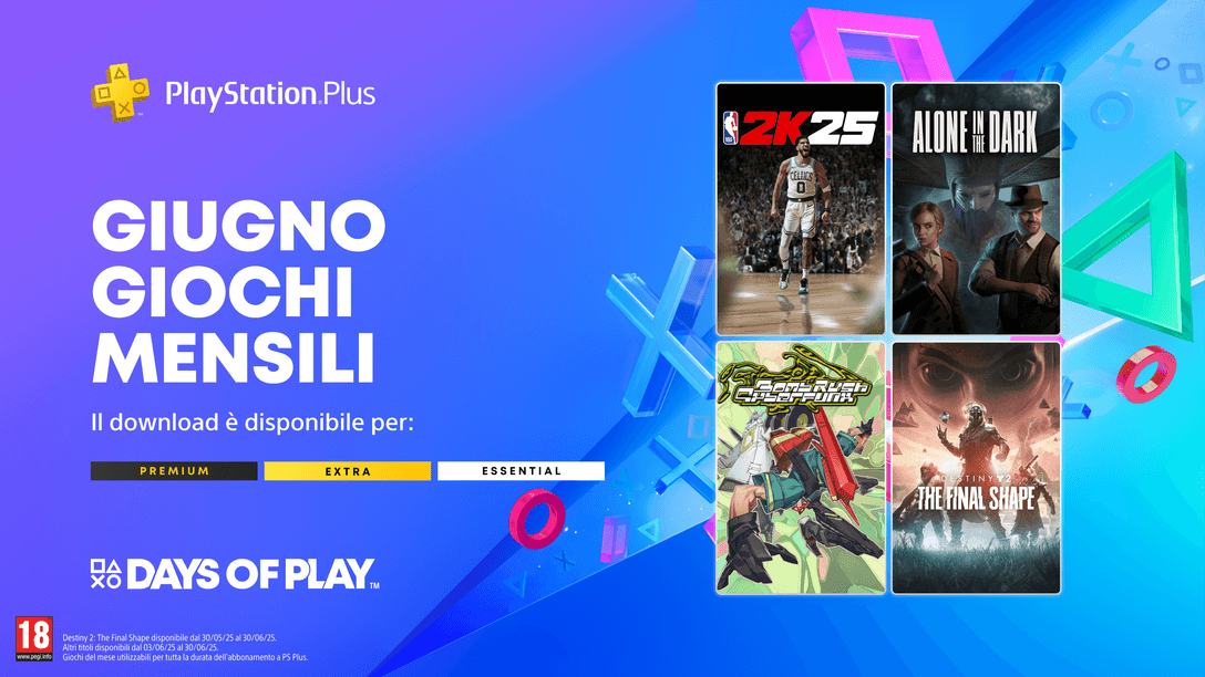 Giochi mensili PlayStation Plus di giugno: NBA 2K25, Alone in the Dark, Bomb Rush Cyberfunk, Destiny 2: La forma ultima