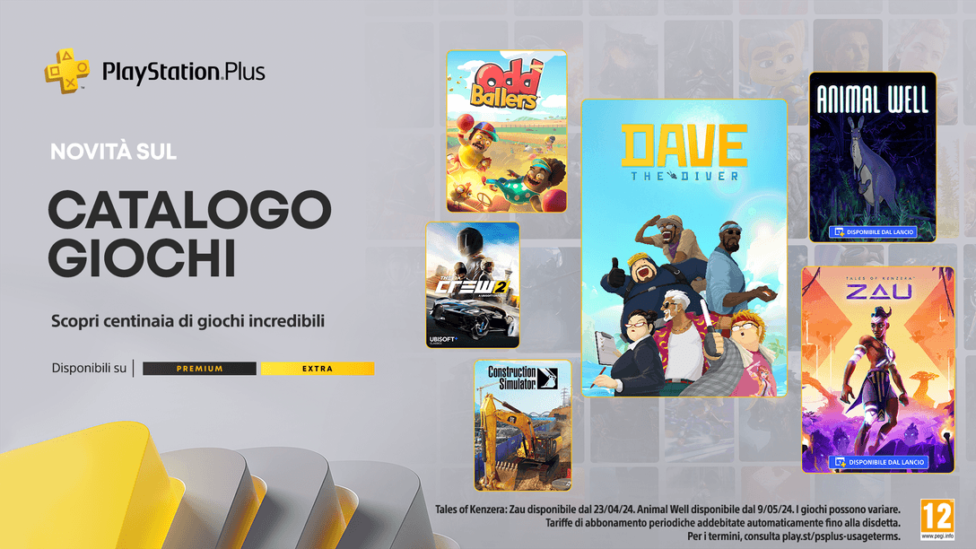 Catalogo dei giochi PlayStation Plus di aprile: Animal Well, Dave the Diver, Tales of Kenzera: Zau, The Crew 2 e altro ancora 