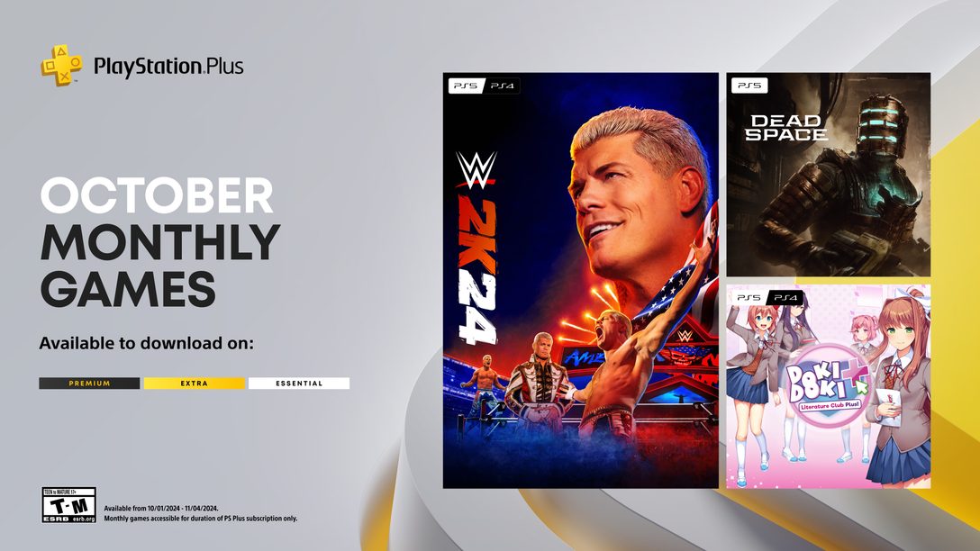Giochi mensili PlayStation Plus di ottobre: WWE 2K24, Dead Space, Doki Doki Literature Club Plus! 