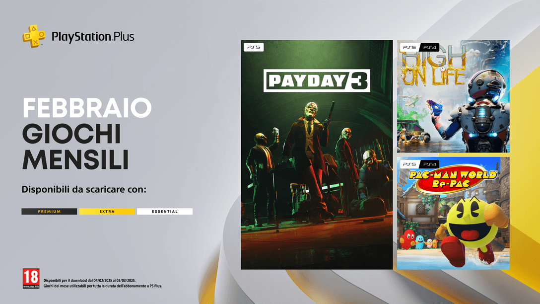 Giochi mensili PlayStation Plus di febbraio: Payday 3, High on Life, Pac-Man World Re-Pac