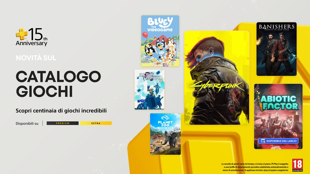 Catalogo dei giochi PlayStation Plus di luglio: Cyberpunk 2077, Abiotic Factor, Banishers: Ghosts of New Eden e non solo 